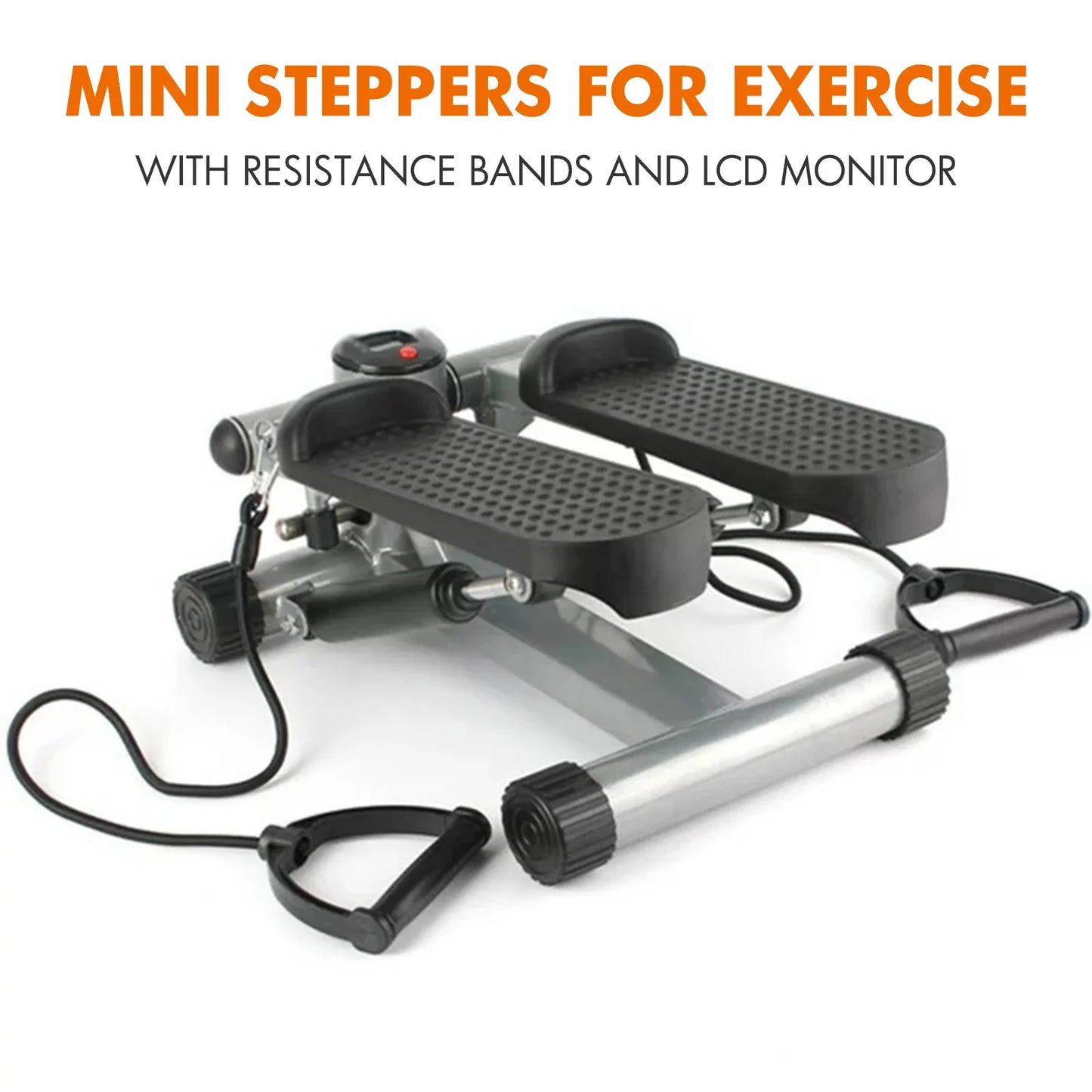 Steppers for Exercise,Stair Stepper Workout Equipment with Resistance Bands,Mini Stepper Exercise Machine,Stair Climber with LCD Monitor,Gray